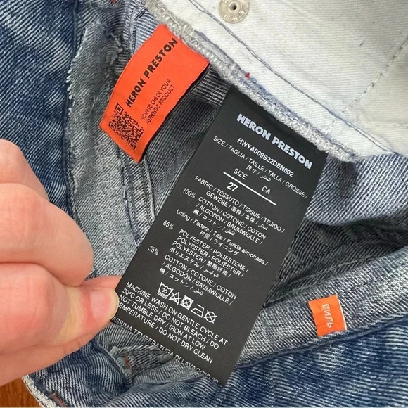 Heron Preston Distressed Effect Jeans Mens Straight Leg Ripped Size 27 - Picture 13 of 14